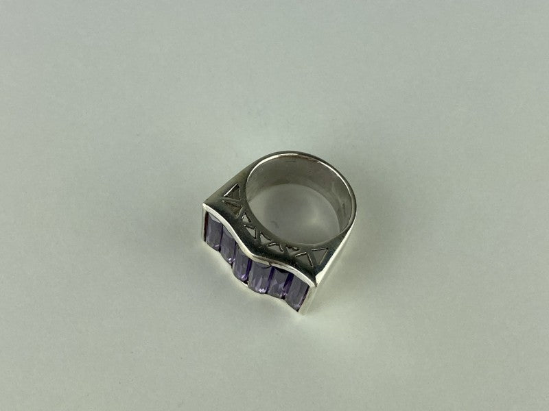 925 Sterling Silver Purple Tourmaline Ring Size 6
