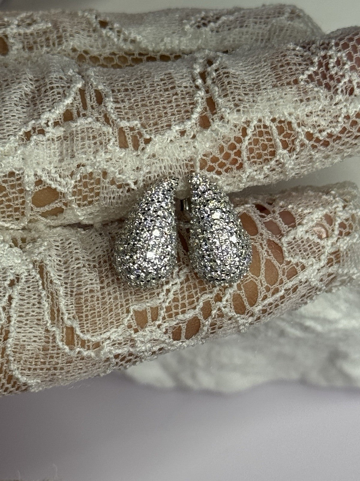 925 Sterling Silver Beautiful CZ Earrings Length 0.55