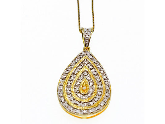 925 Sterling Silver Gold Plated CZ "Drop" Chain With Pendant