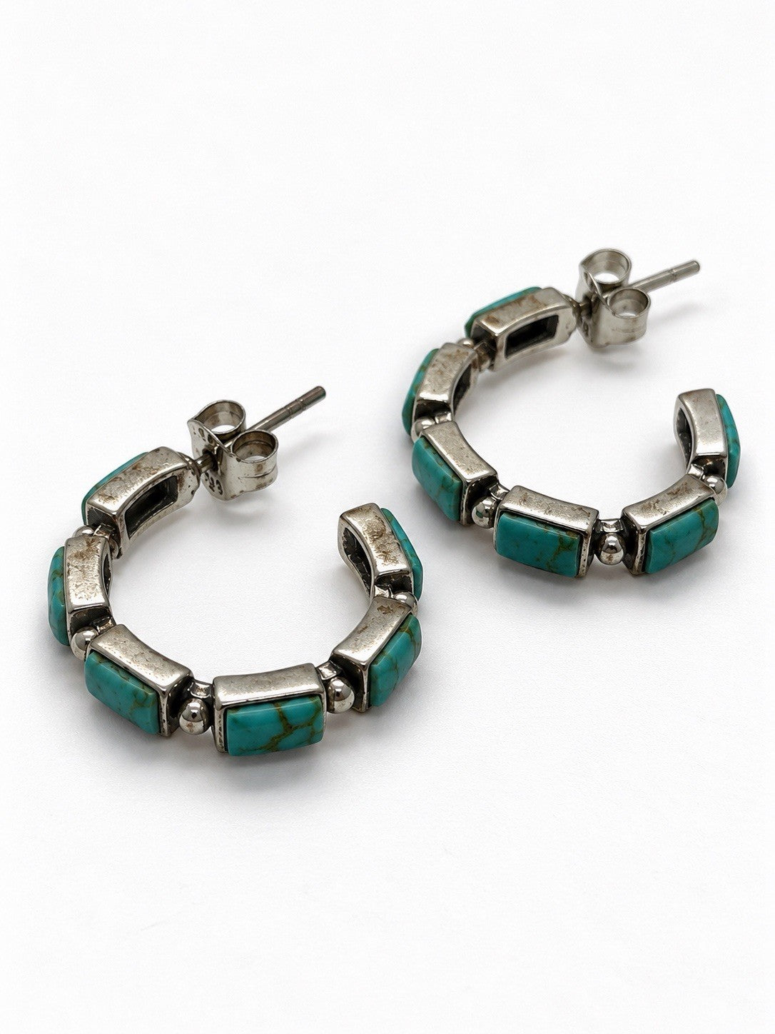 Vintage 925 Sterling Silver Blue Turquoise Earrings