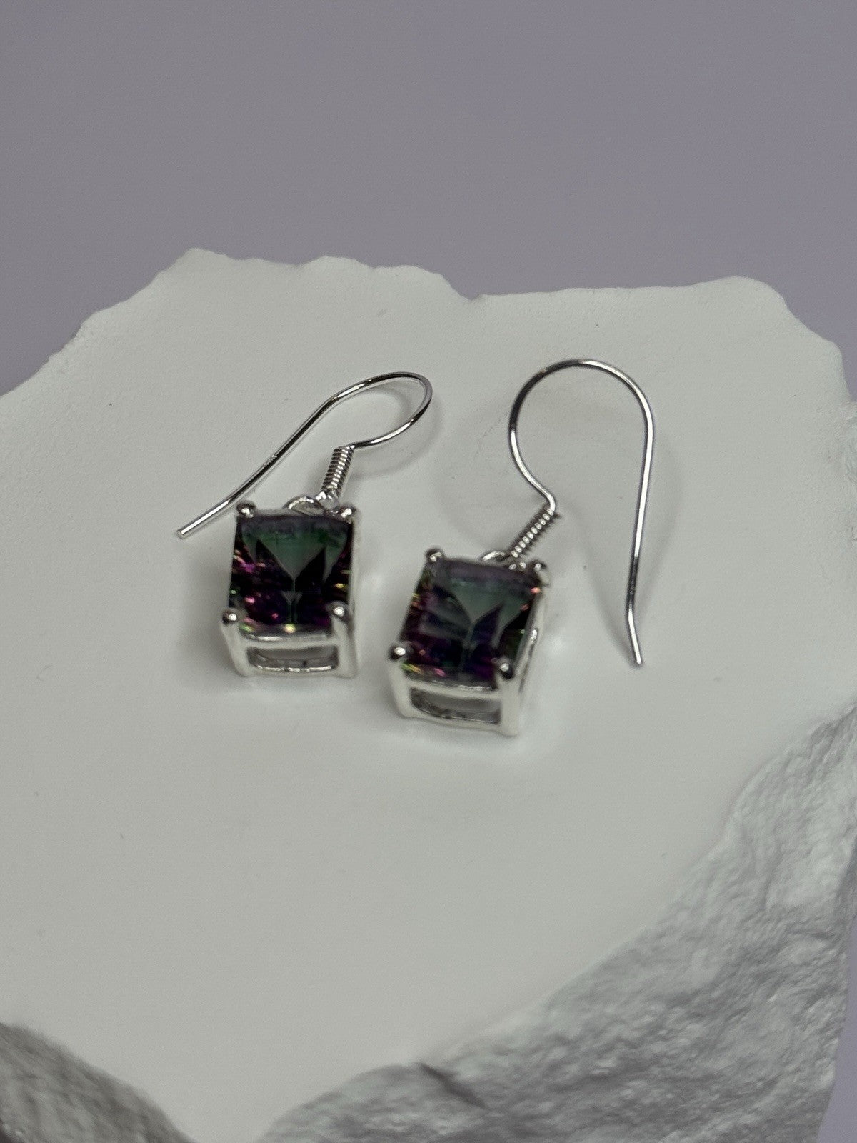 925 Sterling Silver Alexandrite Elegant Earrings Length 1.2 Inch