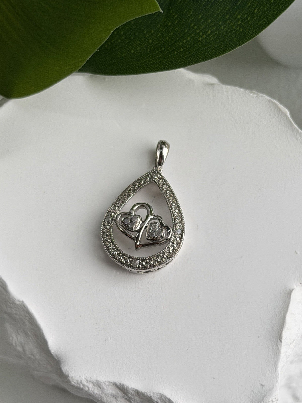925 Sterling Silver Diamond 0.09 ctw Heart Pendant