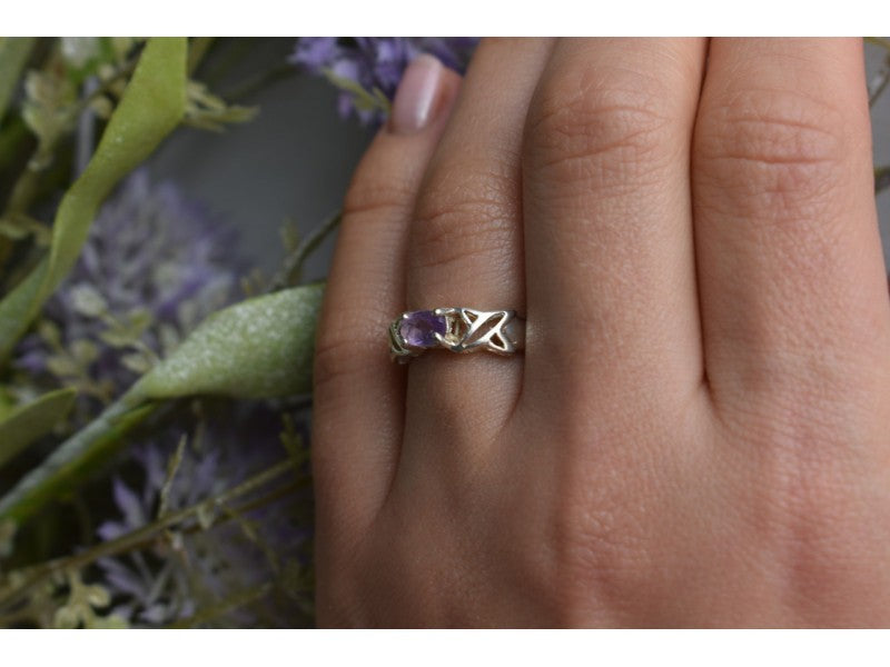 925 Sterling Silver Purple Tourmaline Ring Size 6.5