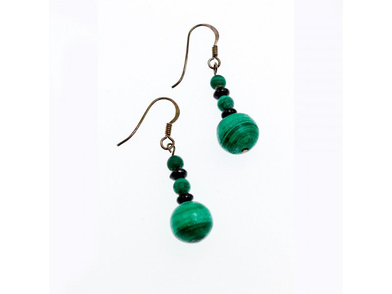 925 Sterling Silver Malachite Dangle Earrings