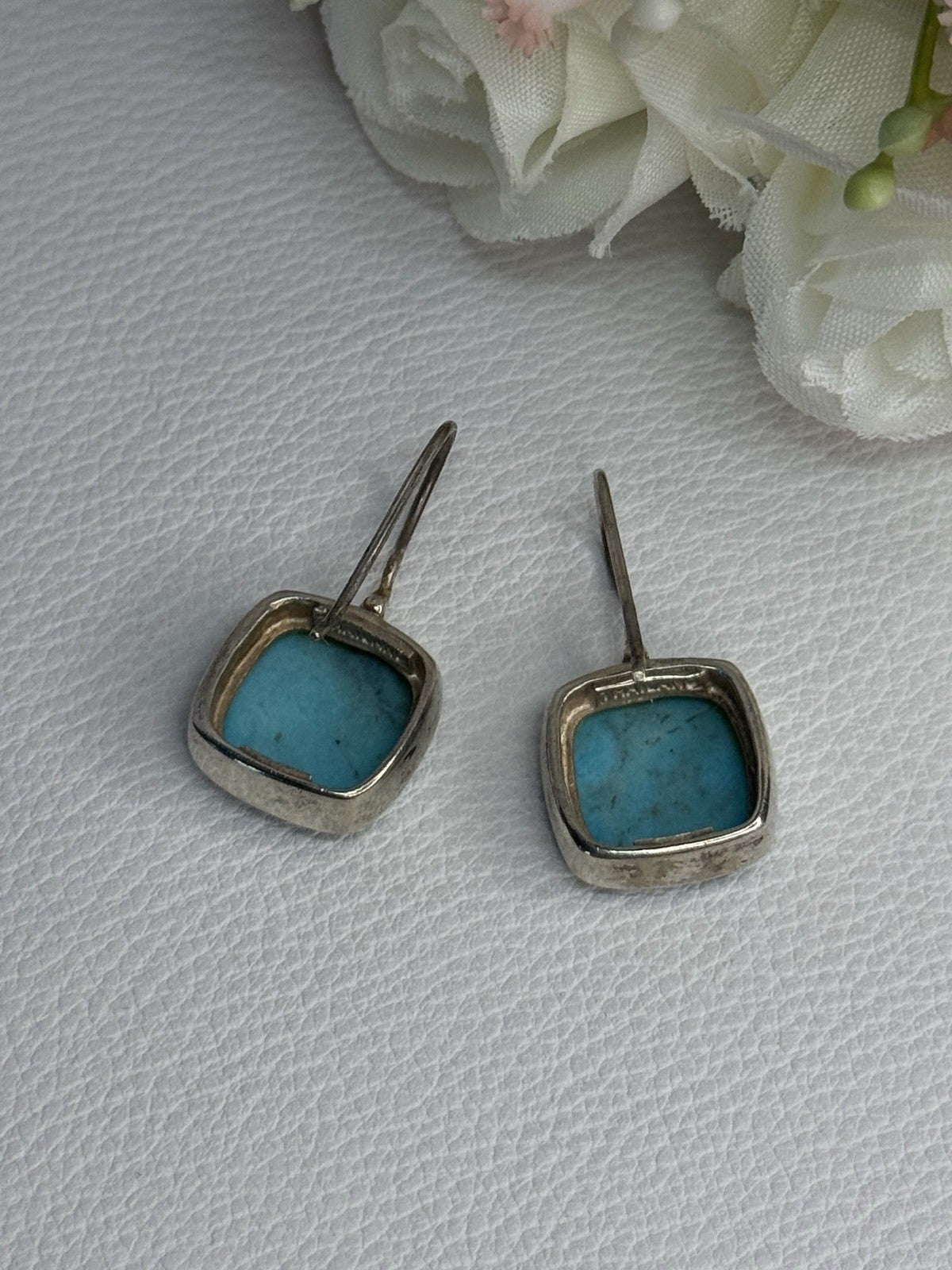 925 Sterling Silver Larimar Earrings Length 1.13 Inch