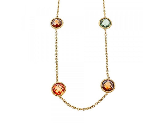 925 Sterling Silver Gold Plated Multicolor Jewelry Glass Necklace