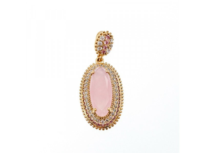 925 Sterling Silver Gold Plated Pink Alpanite & CZ Set