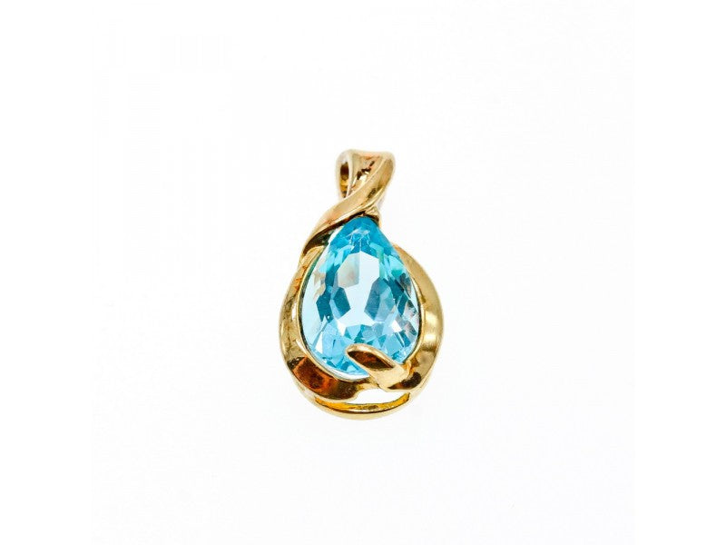 925 Sterling Silver Gold Plated Blue Spinel Pendant