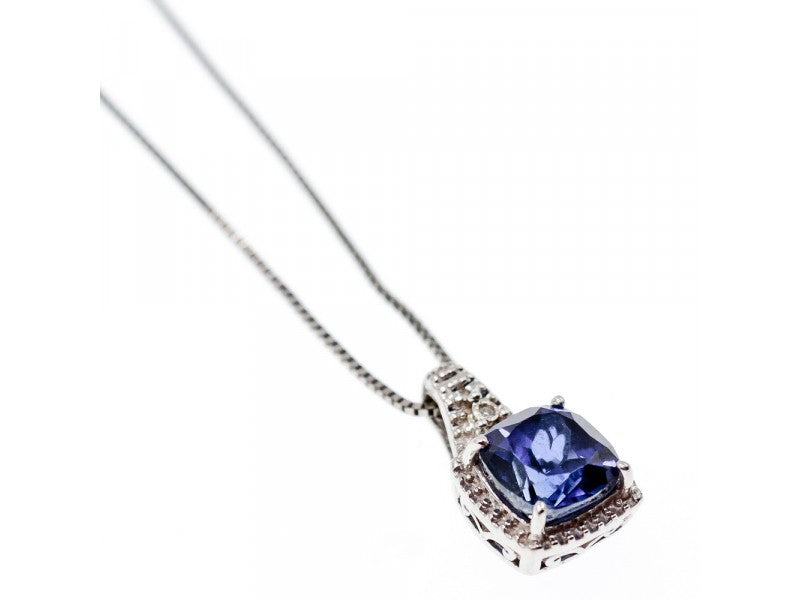925 Sterling Silver Sapphire & Diamond Chain With Pendant