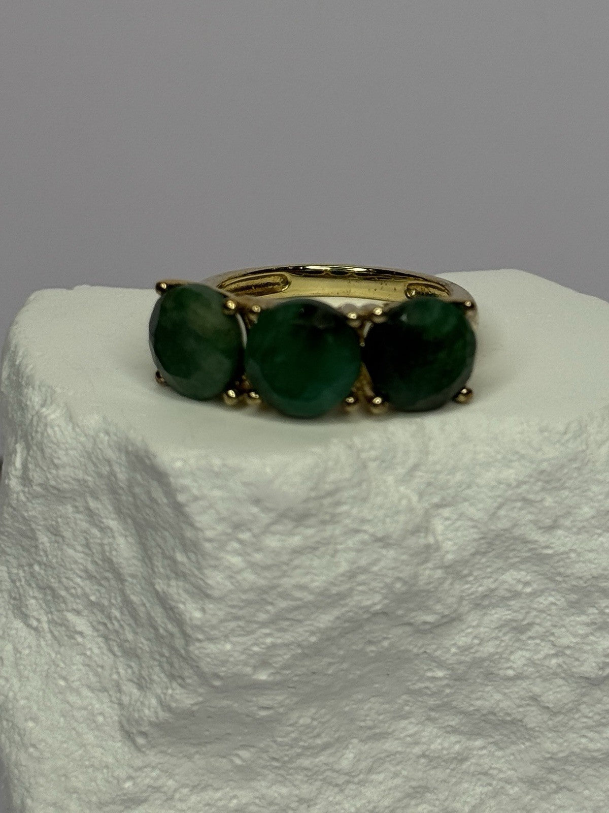 925 Sterling Silver Gold Plated Malachite Ring Size 7