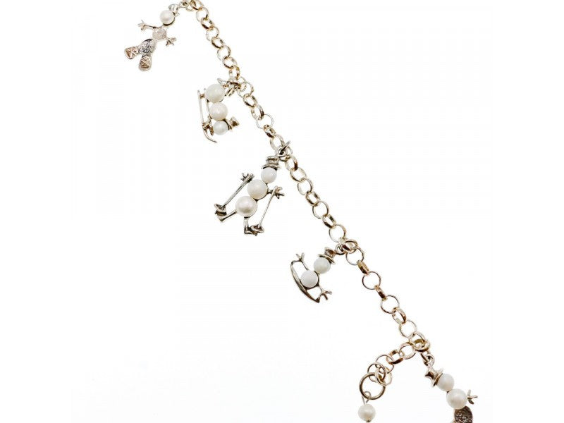 925 Sterling Silver Pearls "Snowmen" Bracelet