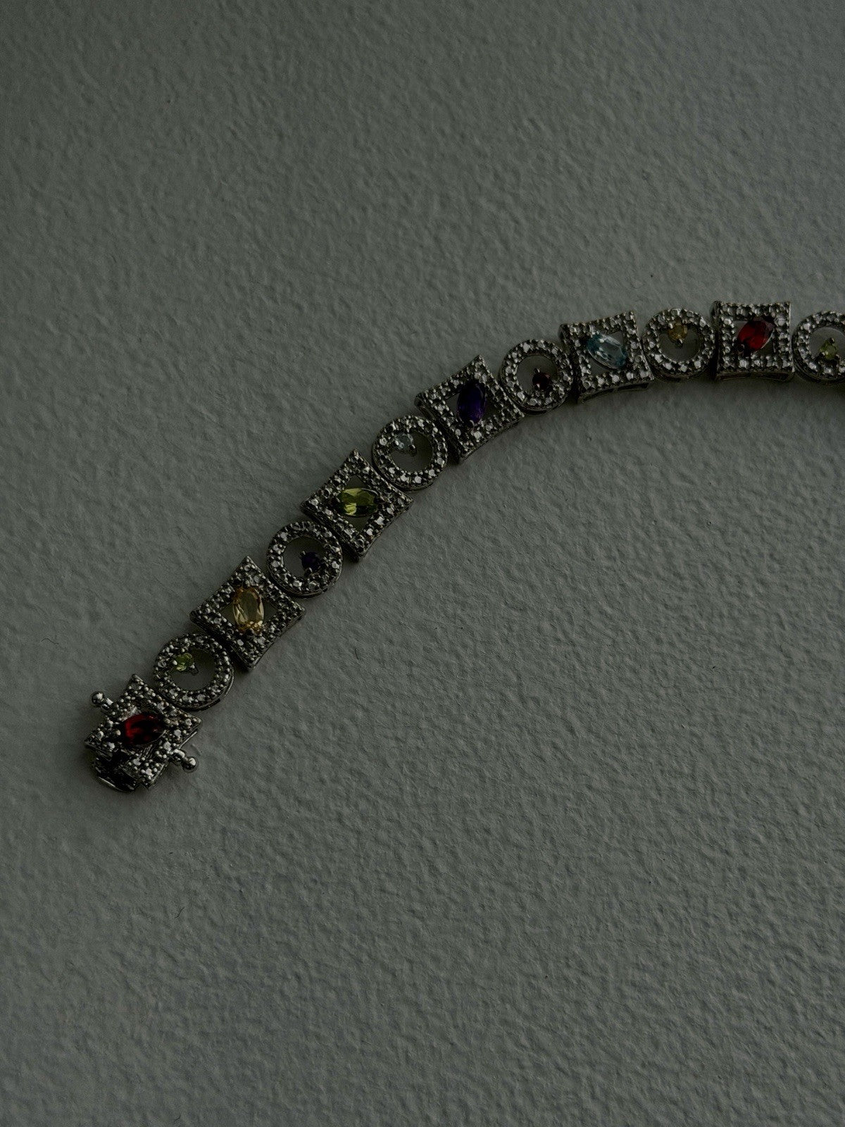 925 Sterling Silver Garnet Topaz Amethyst Peridot Citrine Bracelet 7.5