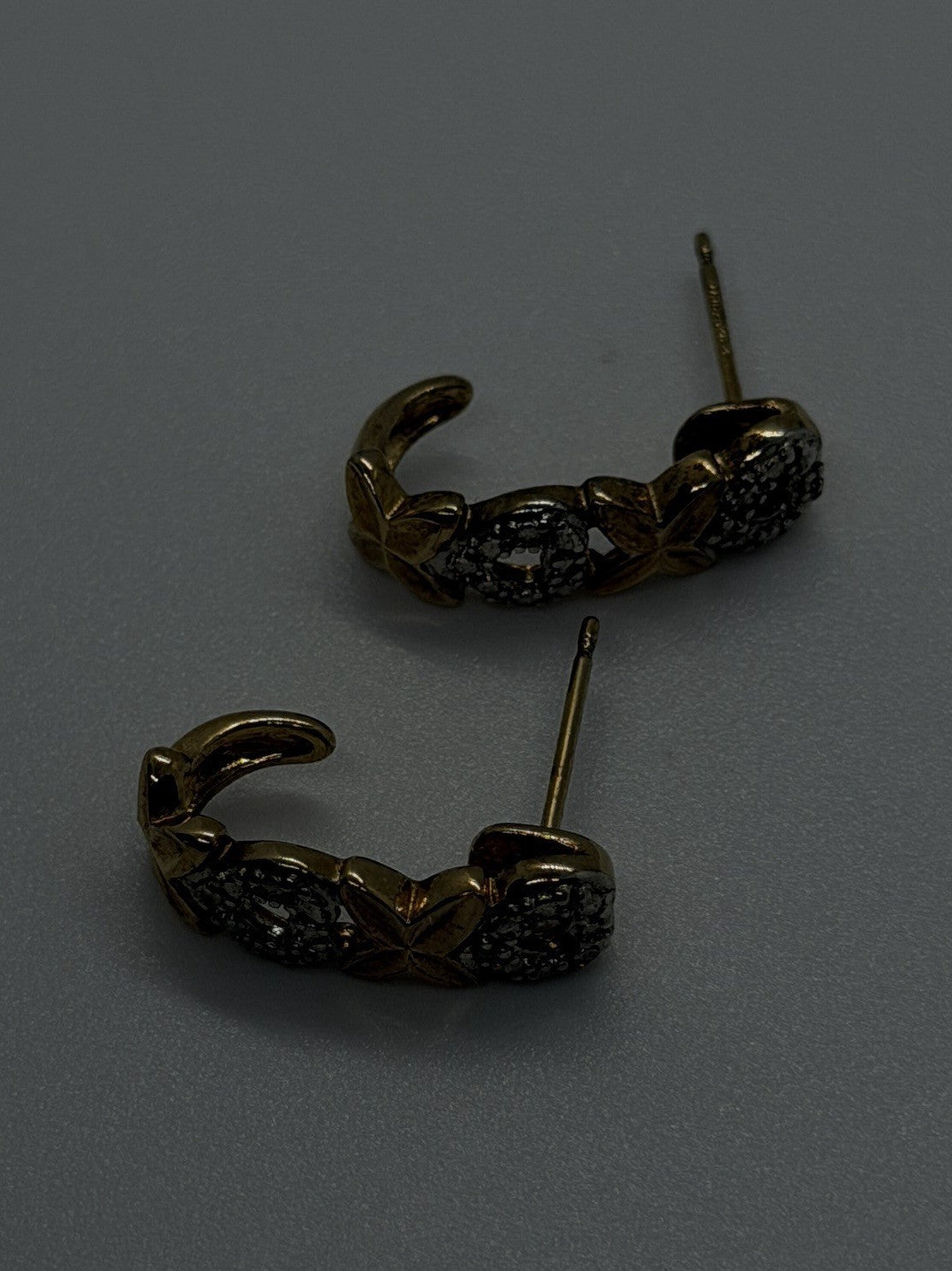 Two-Tone Heart Hoop Yellow Gold Plated 925 Sterling Silver Earrings