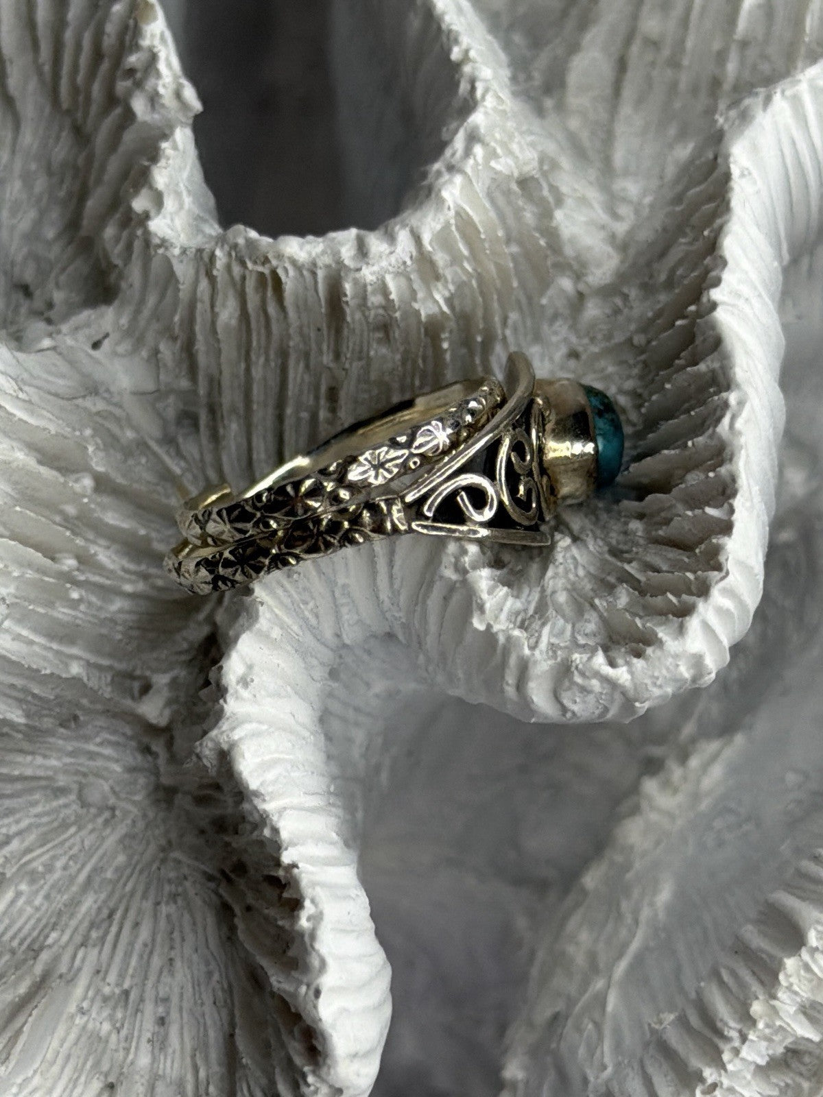 Unique Design 925 Sterling Silver Turquoise Ring Adjustable
