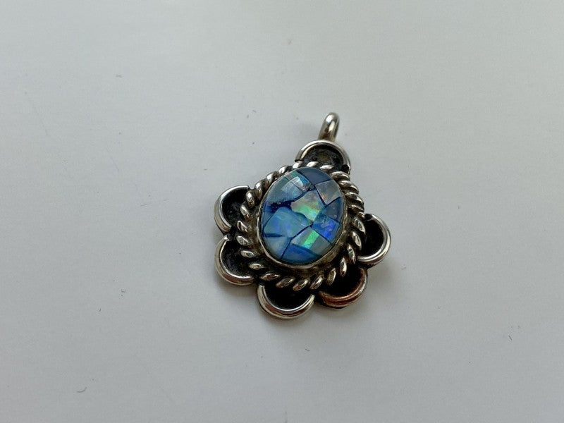 925 Sterling Silver Mosaic Opal Pendant
