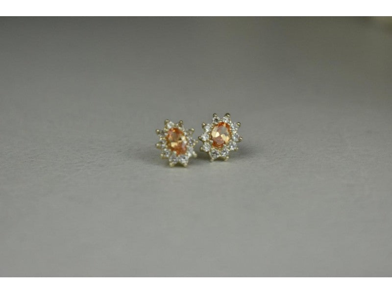 925 Sterling Silver Citrine & CZ "Spring Flowers" Earrings