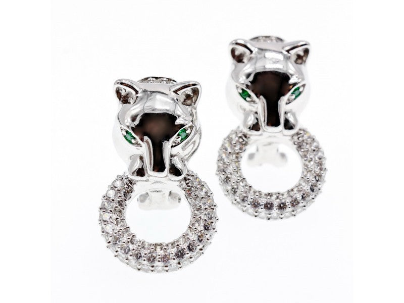 925 Sterling Silver CZ "Panther" Earrings