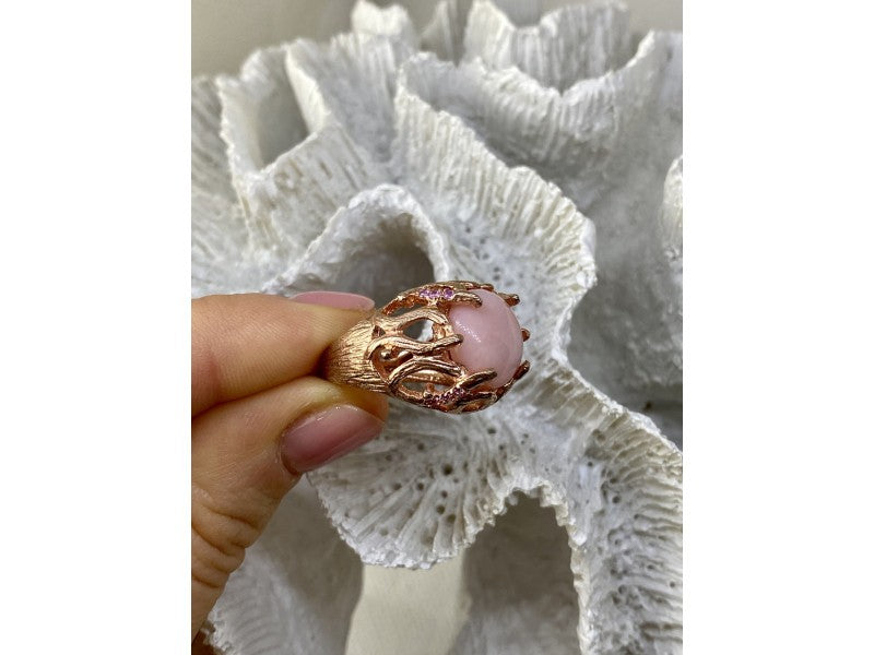 925 Sterling Silver Gold Plated Morganite "Passion" Ring Size 6.5