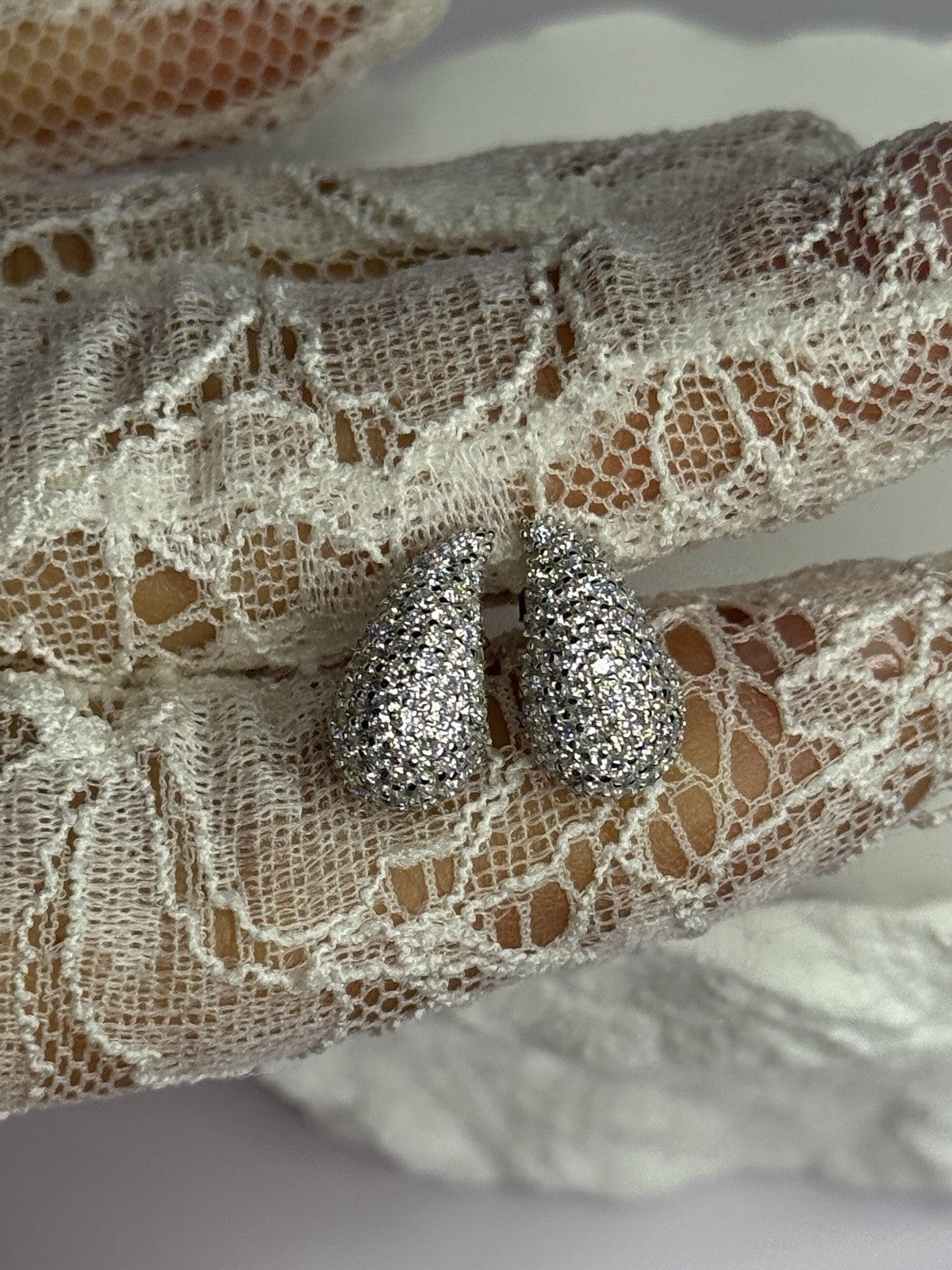 925 Sterling Silver Beautiful CZ Earrings Length 0.55