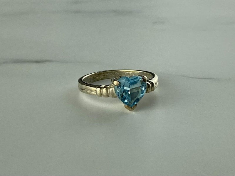 925 Sterling Silver Topaz "Heart" Ring Size 8