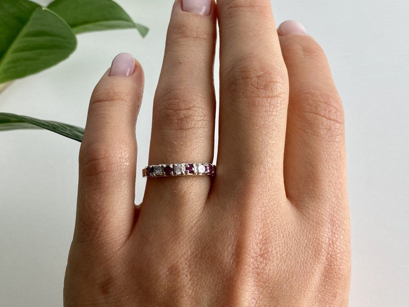 925 Sterling Silver Pink Spinel & CZ Ring Size 7