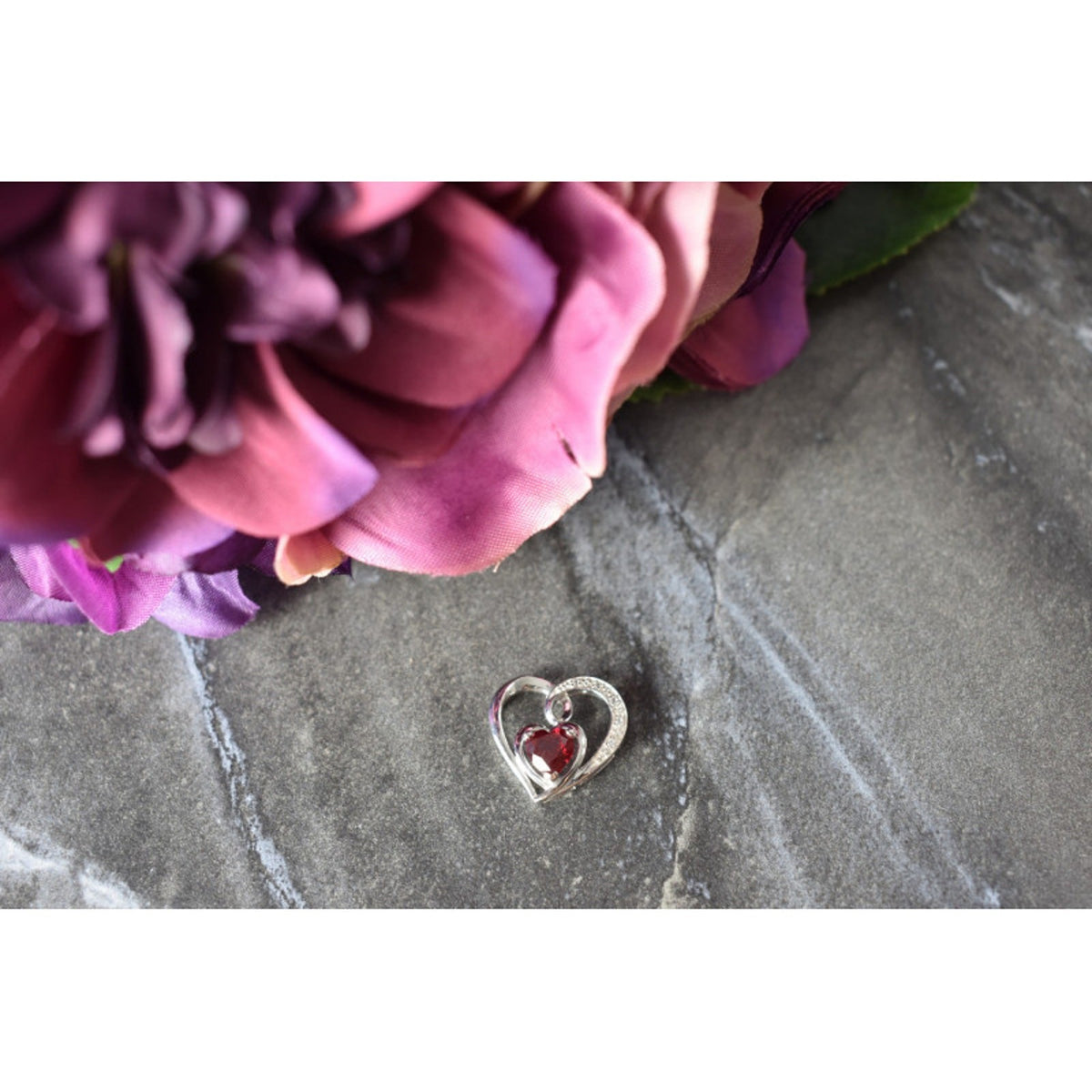 925 Sterling Silver Spinel & CZ "Heart" Pendant
