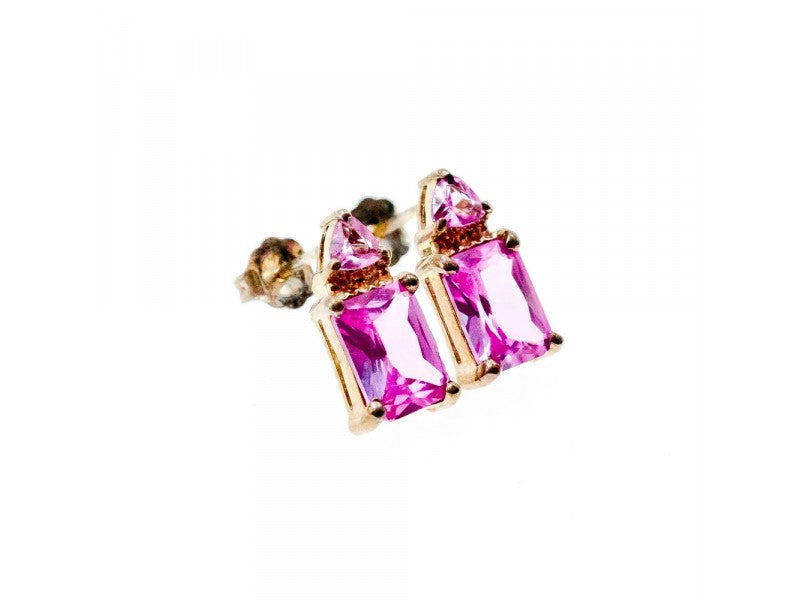 925 Sterling Silver Pink Topaz Stud Earrings