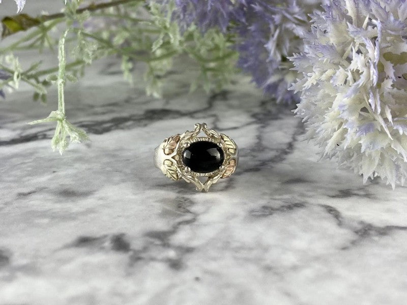 500 Silver Black Nephrite Ring Size 6.75