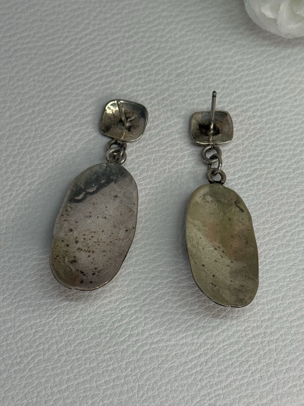 Vintage Native American 925 Sterling Turquoise Silver Earrings Length 1.90 Inch