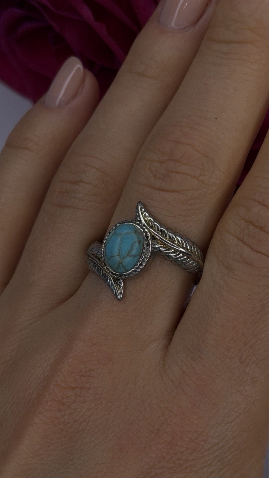 Vintage 925 Sterling Silver Blue Turquoise Ring Size 10
