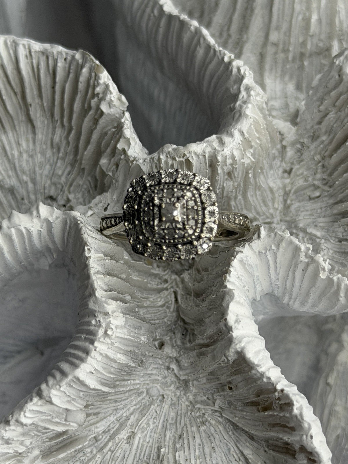 925 Sterling Silver White Topaz Ring Size 5