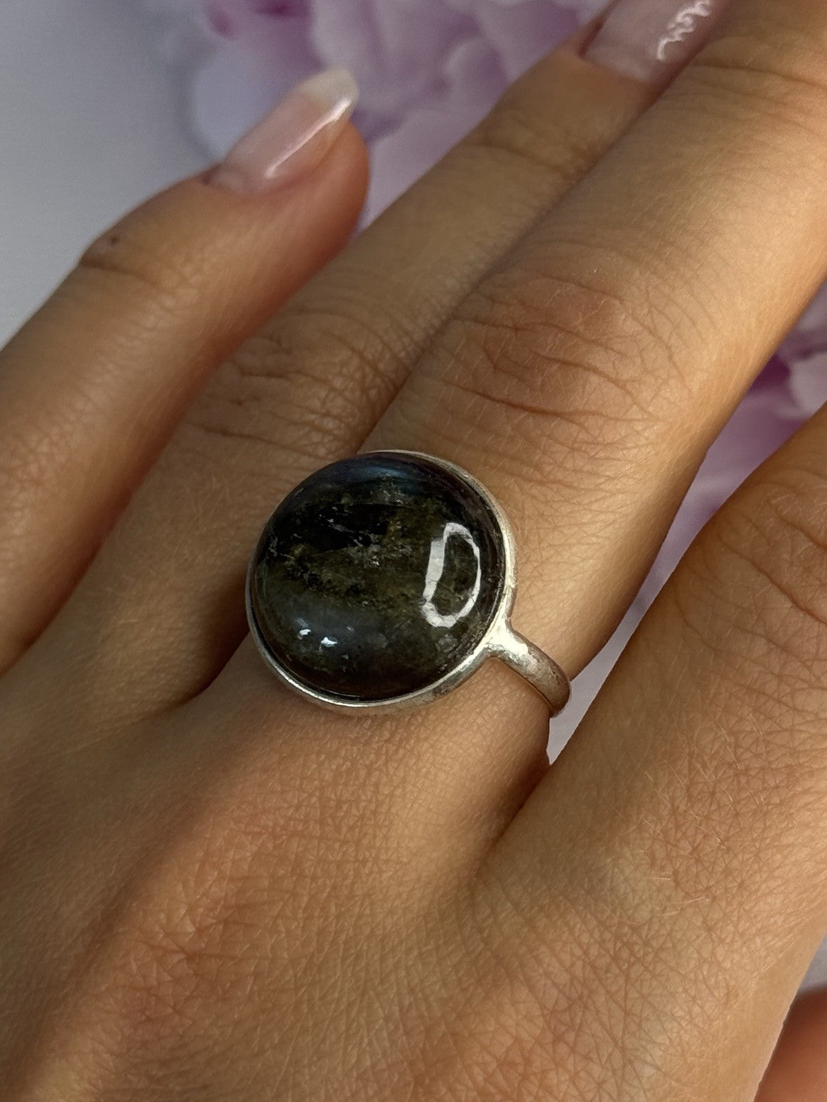 Vintage 925 Sterling Silver Labradorite Ring Size 7