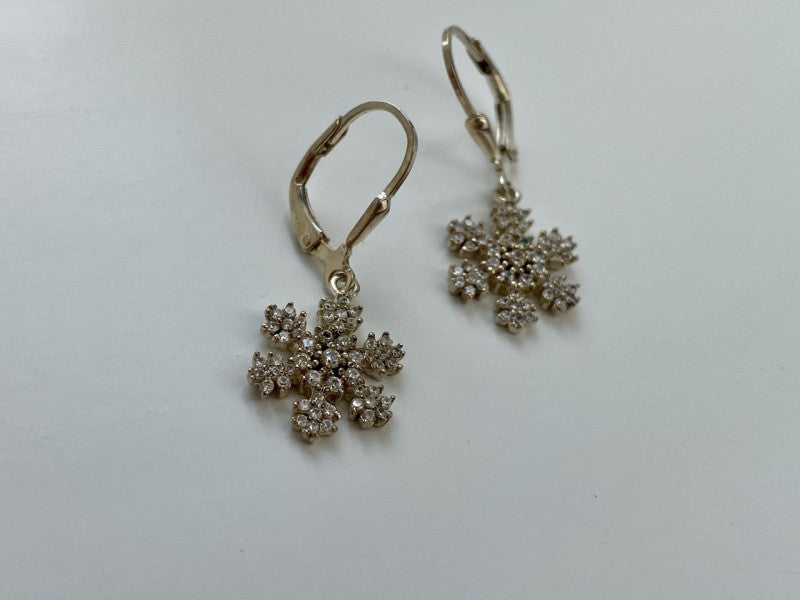 925 Sterling Silver CZ "Snowflakes" Earrings