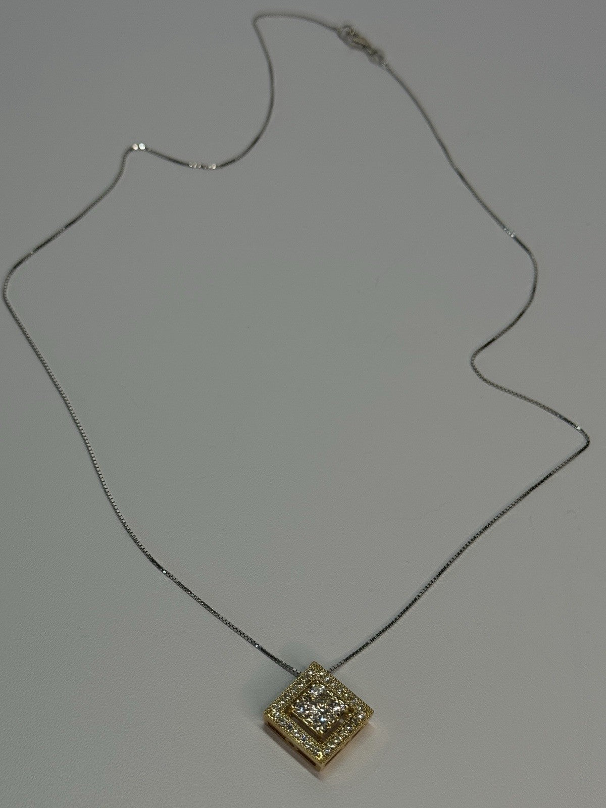 14K YELLOW WHITE GOLD CZ NECKLACE LENGTH 18 INCH