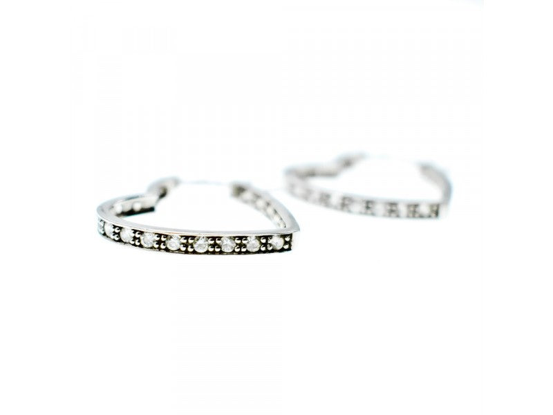 925 Sterling Silver White CZ "Hearts" Earrings