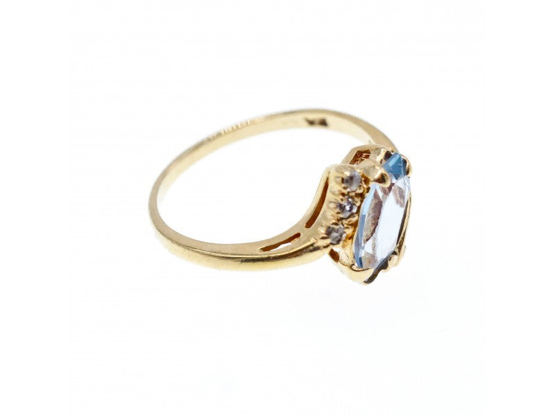 10K Yellow Gold Topaz & Diamonds Ring Size 6.5