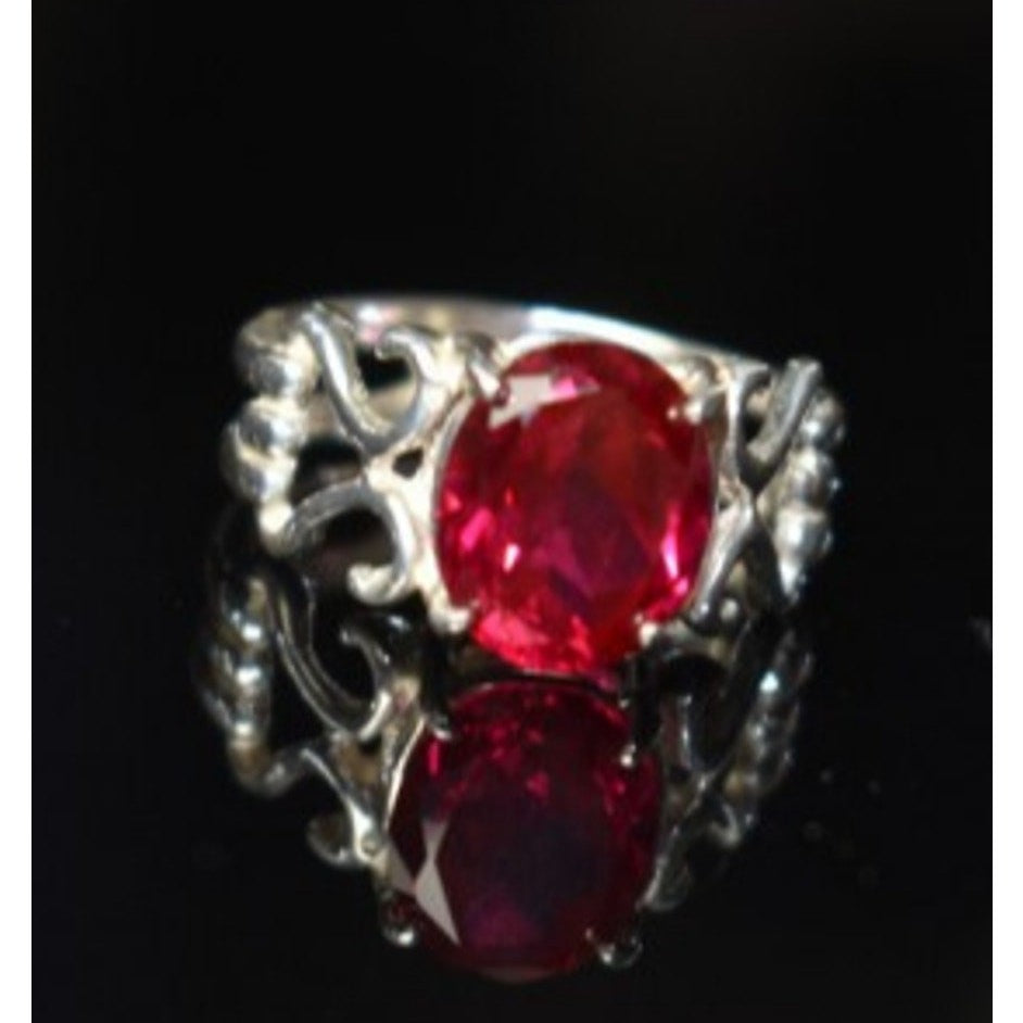 925 Sterling Silver Pink Topaz Ring Size 7