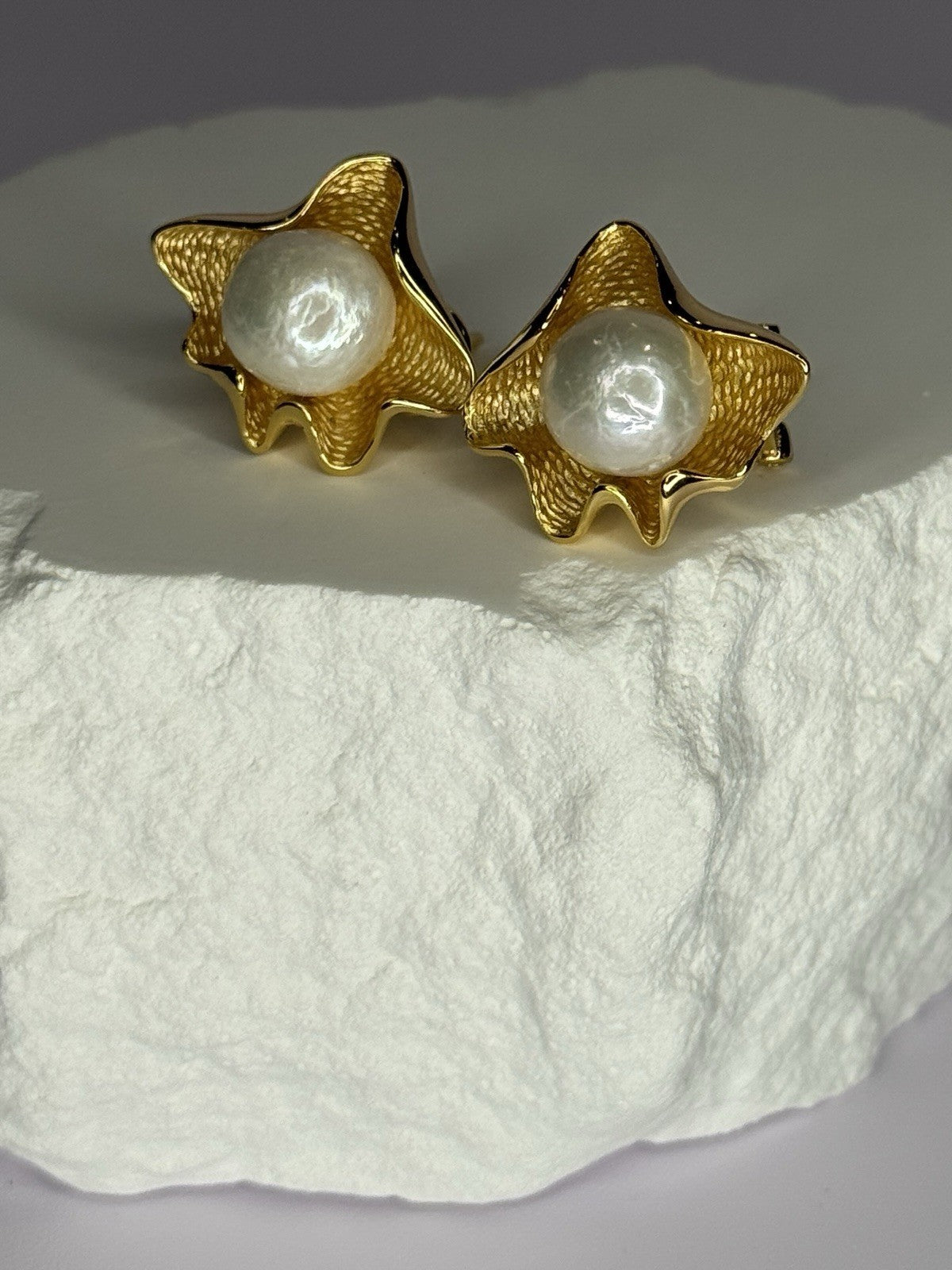 925 STERLING SILVER GOLD PLATED PEARL EARRINGS LENGTH 0.9 INCH