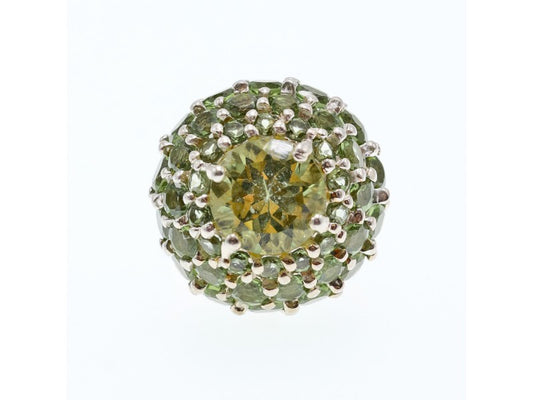 925 Sterling Silver Peridot "Summer Flower" Ring Size 7