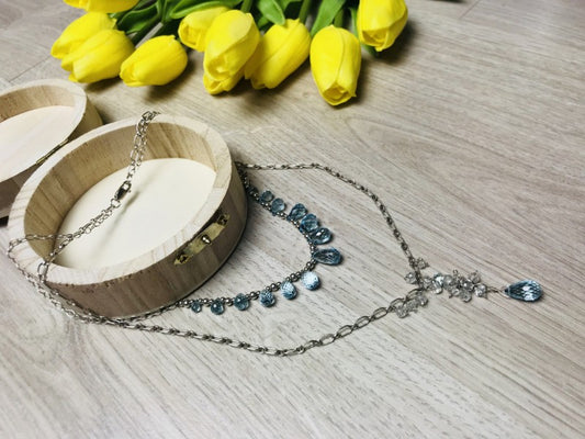 925 Sterling Silver Blue Jadeite Necklace