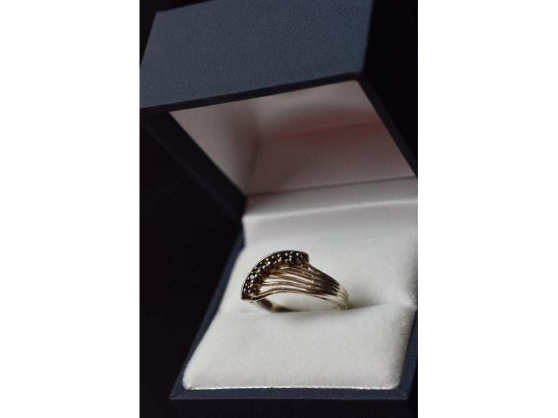 925 Sterling Silver Sapphires Ring Size 6.5