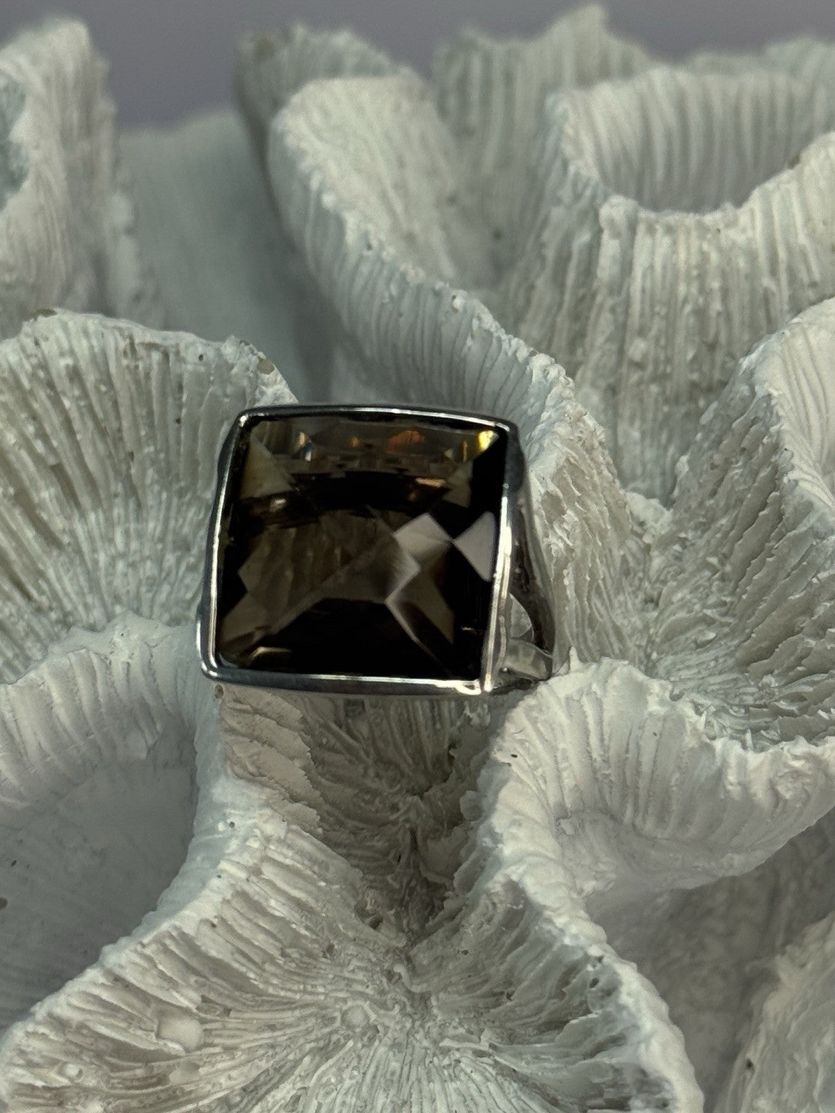 925 Sterling Silver Brown Tourmaline Ring Size 7