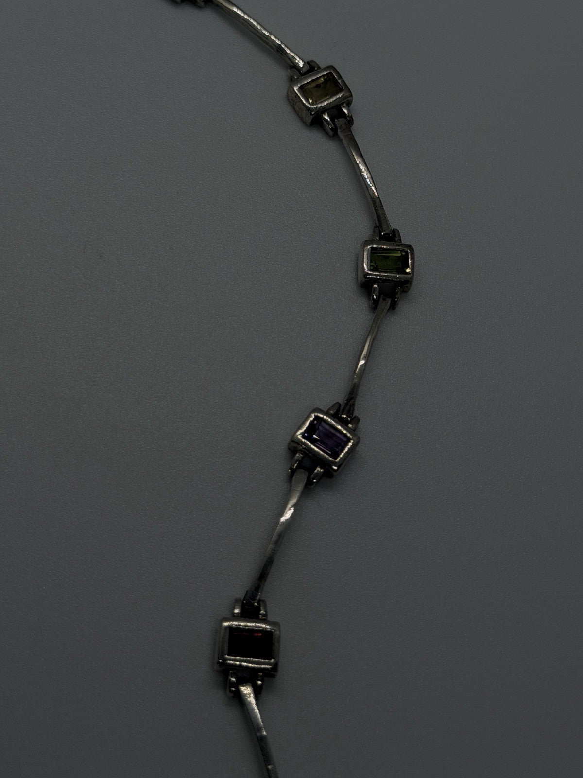 925 Sterling Silver Topaz Citrine Peridot Amethyst Garnet Bracelet 7