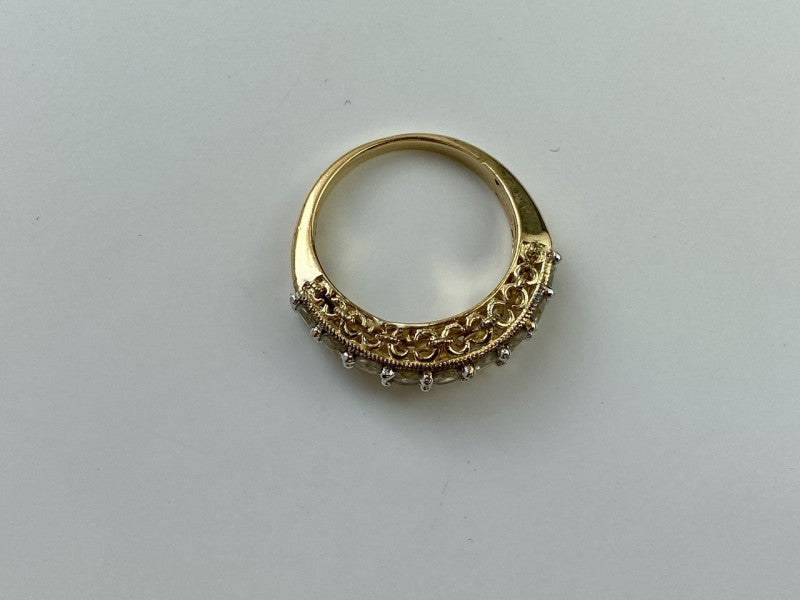 925 Sterling Silver Gold Plated White CZ Ring Size 7