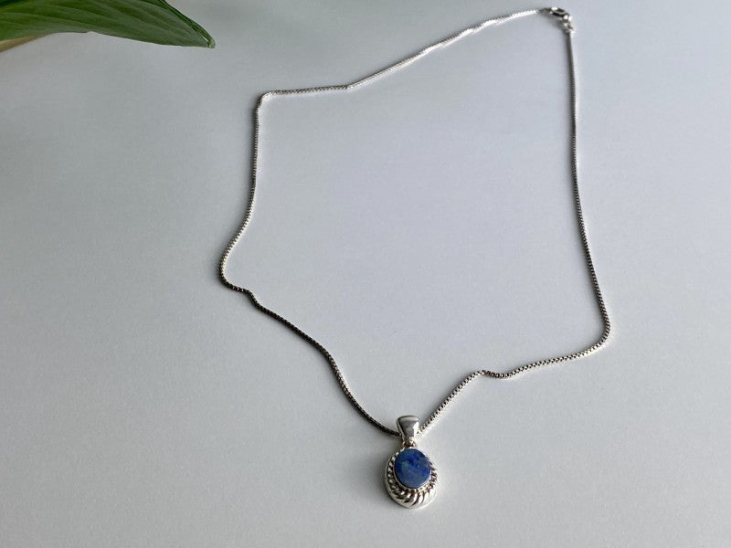 925 Sterling Silver Opal Chain With Pendant