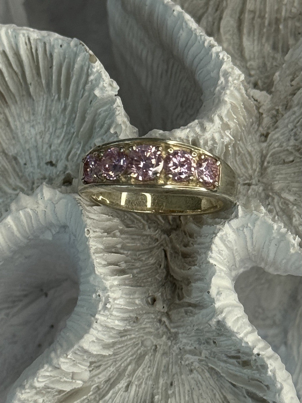 925 Sterling Silver Pink CZ Ring Size 9