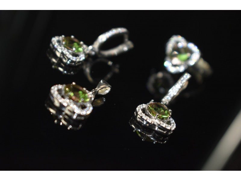 925 Sterling Silver Alpanite & CZ Jewelry SET Turkey