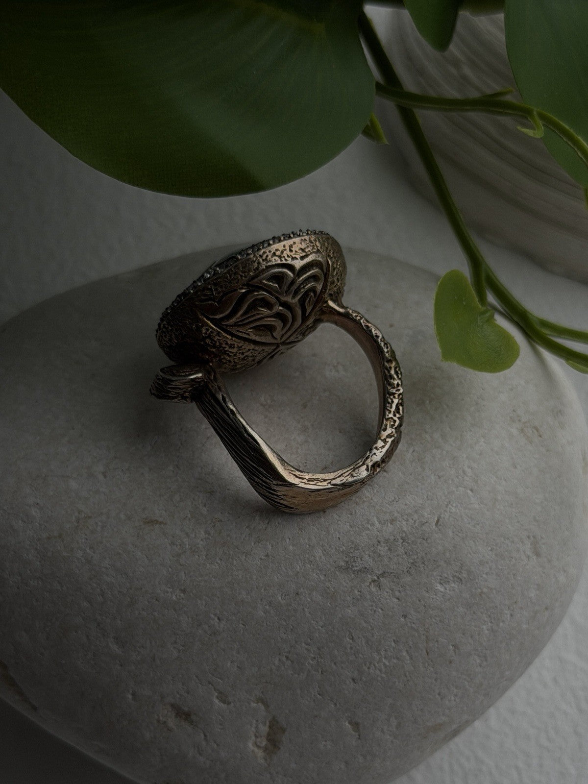 Vintage Nature Art 925 Sterling Silver Dragonfly Resin Ring Size 6.5
