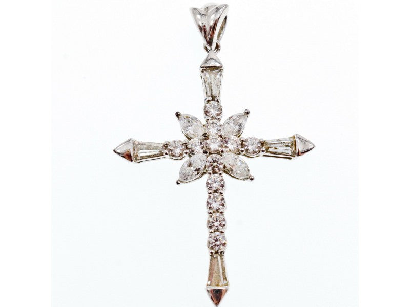 925 Sterling Silver CZ Cross Pendant