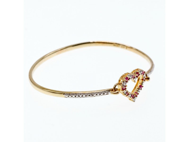 925 Sterling Silver Gold Plated Pink Topaz "Heart" Bracelet
